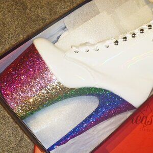 Pride Pleaser 8" Rainbow Dance Pole Stripper Heels 11 Flamingo 1020HG